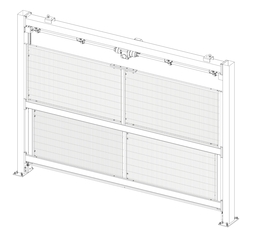 Protezioni Perimetrali Satech - Soluzioni personalizzate CustomGuard_Porta verticale motorizzata_disegno