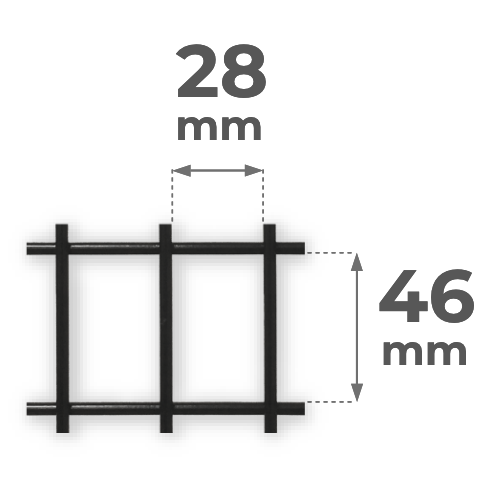 Pannello Satech senza telaio: apertura della maglia rete di 28x46 mm
