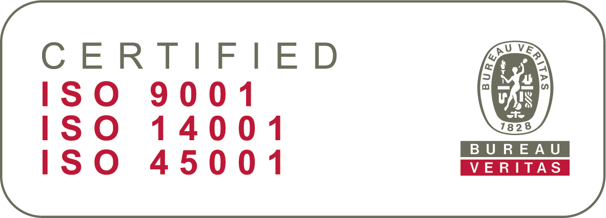 Logo en couleur des Certifications ISO 9001, ISO 14001 et ISO 45001 acquises par Satech